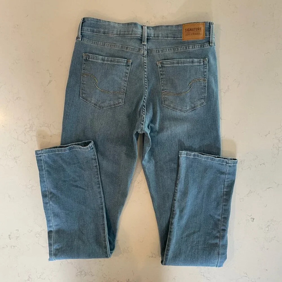 Levi Strauss Signature Mid Rise Straight 5 Pocket Lt Wash Jeans Blue 28"x32"L - Picture 6 of 12